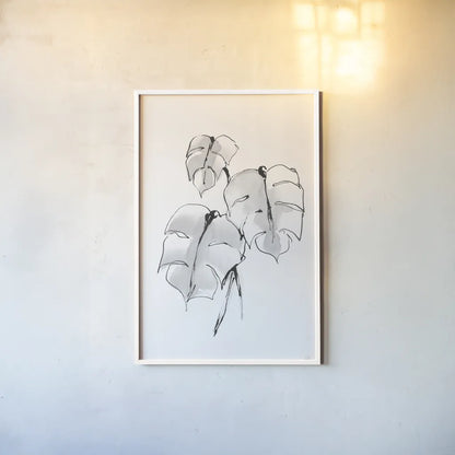 Wash Split Leaf I by Chris Paschke. shown as a paper print in a white frame. Available as a archival giclee rolled canvas, fine art paper, or poster print. SKU 65452h.