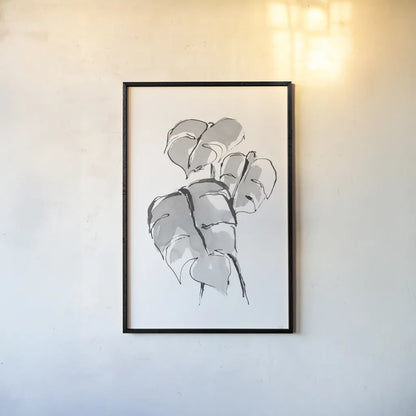 Wash Split Leaf II by Chris Paschke. shown as a paper print in a black flame. Available as a archival giclee rolled canvas, fine art paper, or poster print. SKU 65453h.