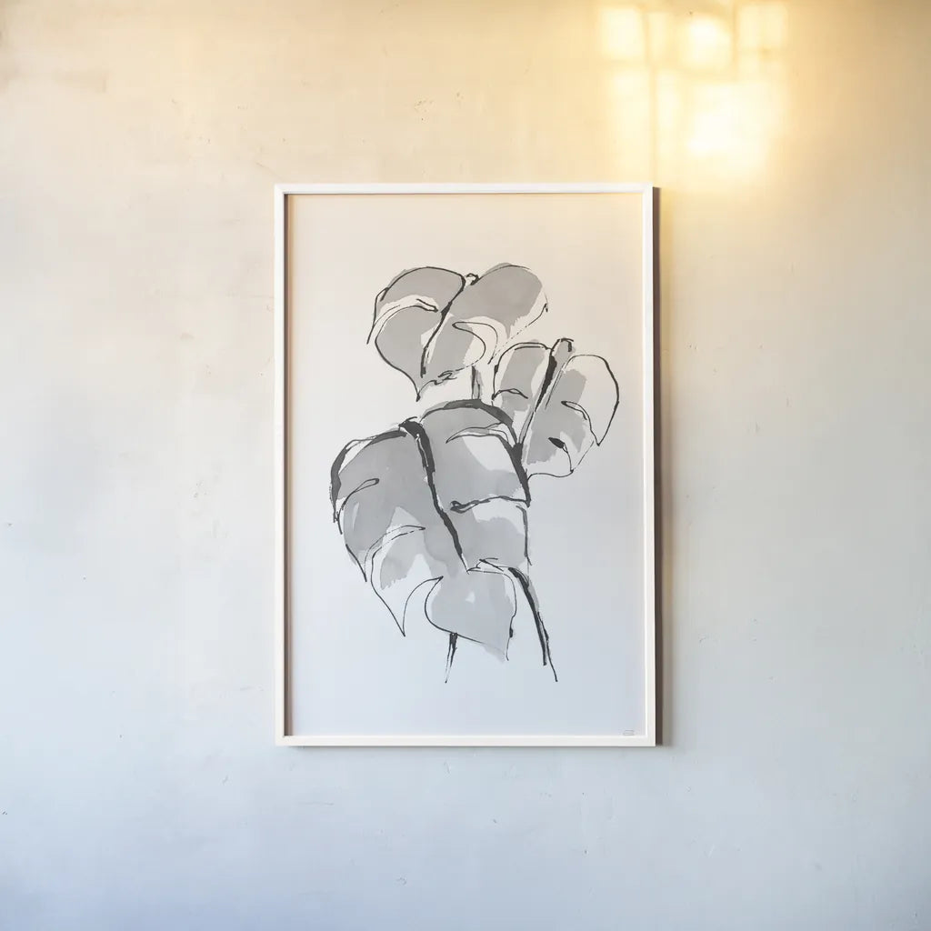 Wash Split Leaf II by Chris Paschke. shown as a paper print in a white frame. Available as a archival giclee rolled canvas, fine art paper, or poster print. SKU 65453h.