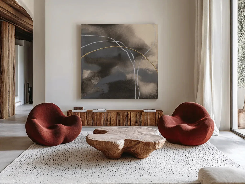 Water Canvas II by Chris Paschke. Shown as extra-large giant wall art in a modern living room. Available as an archival giclee rolled canvas, fine art paper, or poster print. SKU 95427a.