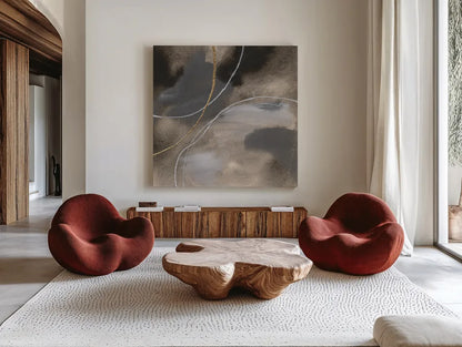 Water Canvas III by Chris Paschke. Shown as extra-large giant wall art in a modern living room. Available as an archival giclee rolled canvas, fine art paper, or poster print. SKU 95428a.