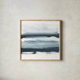 Waterway Minimalism II by Chris Paschke. Shown in a natural wood glass frame for a timeless modern aesthetic. Available as an archival giclee rolled canvas, fine art paper, or poster print. SKU 72068a.