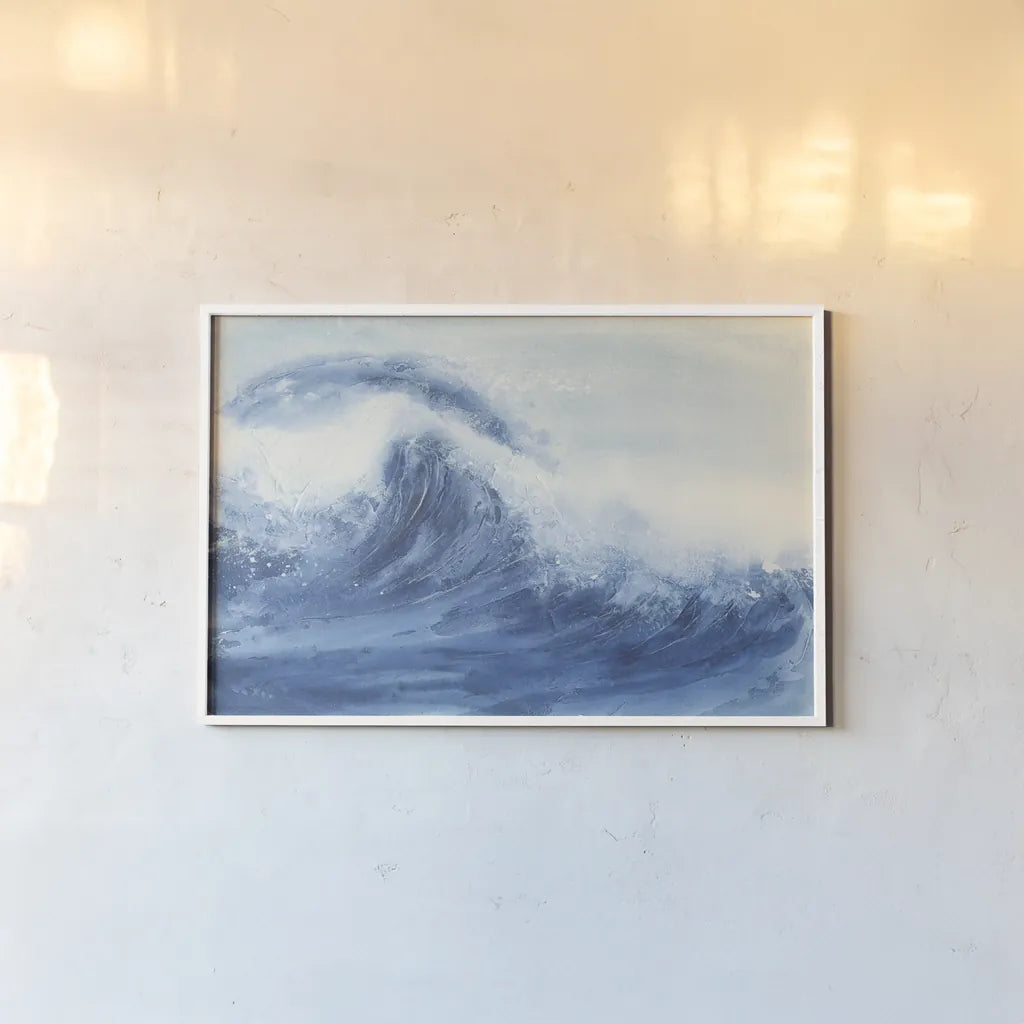 Waves II by Chris Paschke. shown as a paper print in a white frame. Available as a archival giclee rolled canvas, fine art paper, or poster print. SKU 61464i.
