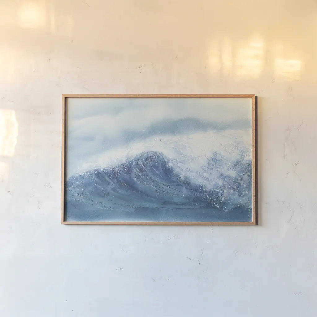 Waves III by Chris Paschke. shown as a paper print in a natural frame. Available as a archival giclee rolled canvas, fine art paper, or poster print. SKU 61465i.