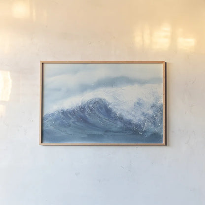 Waves III by Chris Paschke. shown as a paper print in a natural frame. Available as a archival giclee rolled canvas, fine art paper, or poster print. SKU 61465i.