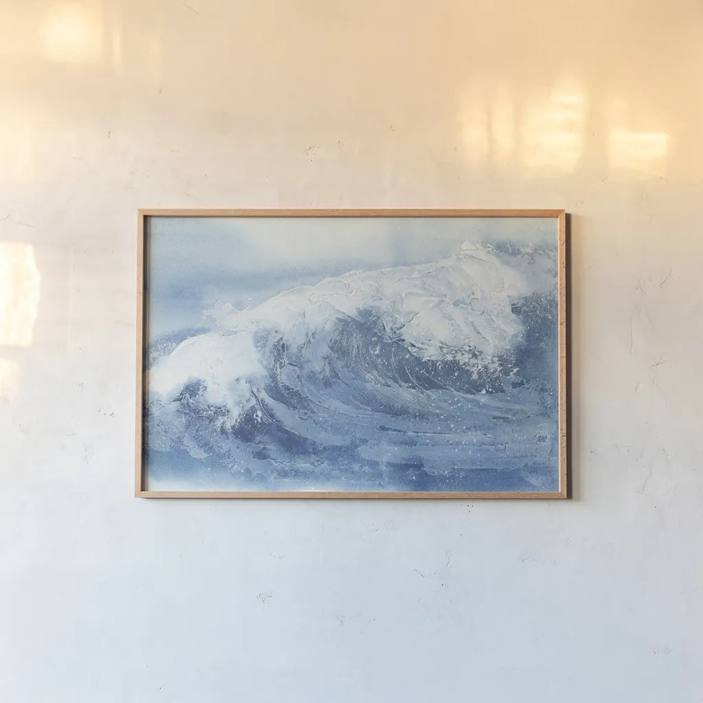 Waves IV by Chris Paschke. shown as a paper print in a natural frame. Available as a archival giclee rolled canvas, fine art paper, or poster print. SKU 61466i.