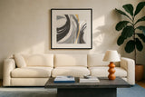 Webbed II by Chris Paschke. Displayed in a glass frame with matte in a clean modern living room. Available as an archival giclee rolled canvas, fine art paper, or poster print. SKU 88083a.