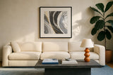 Webbed III by Chris Paschke. Displayed in a glass frame with matte in a clean modern living room. Available as an archival giclee rolled canvas, fine art paper, or poster print. SKU 88084a.