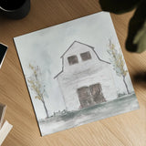 White Barn IV by Chris Paschke. Shown as a detailed flat fine art print, highlighting archival giclee quality. Available as an archival giclee rolled canvas, fine art paper, or poster print. SKU 62509a.