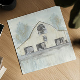 White Barn V by Chris Paschke. Shown as a detailed flat fine art print, highlighting archival giclee quality. Available as an archival giclee rolled canvas, fine art paper, or poster print. SKU 62510a.