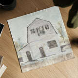 White Barn VI by Chris Paschke. Shown as a detailed flat fine art print, highlighting archival giclee quality. Available as an archival giclee rolled canvas, fine art paper, or poster print. SKU 62511a.