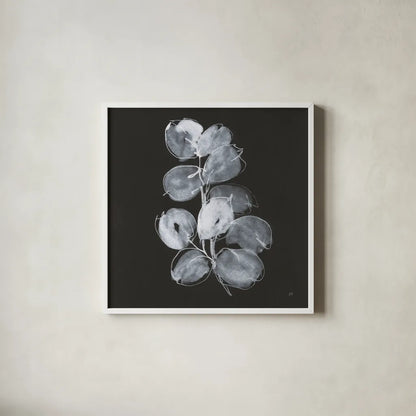 White Eucalyptus I by Chris Paschke. Shown in a crisp white glass frame for a clean and minimalist style. Available as an archival giclee rolled canvas, fine art paper, or poster print. SKU 73087a.