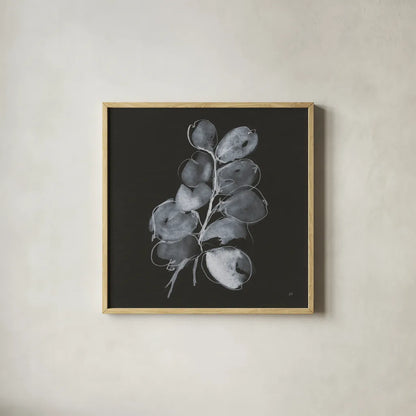 White Eucalyptus II by Chris Paschke. Shown in a natural wood glass frame for a timeless modern aesthetic. Available as an archival giclee rolled canvas, fine art paper, or poster print. SKU 73088a.