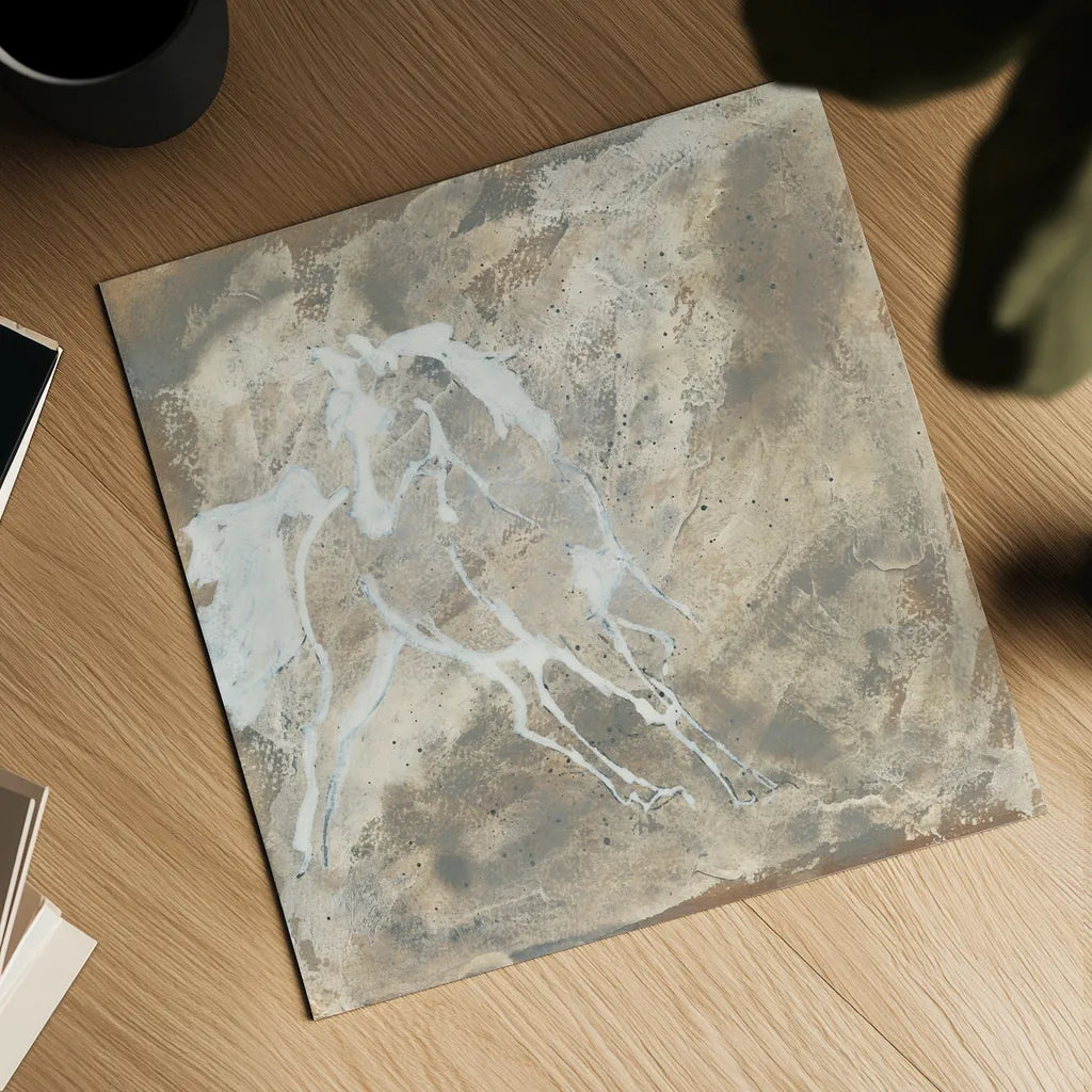 White Horse I by Chris Paschke. Shown as a detailed flat fine art print, highlighting archival giclee quality. Available as an archival giclee rolled canvas, fine art paper, or poster print. SKU 37173a.