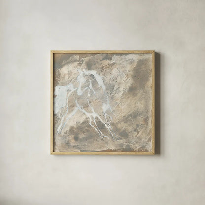 White Horse I by Chris Paschke. Shown in a natural wood glass frame for a timeless modern aesthetic. Available as an archival giclee rolled canvas, fine art paper, or poster print. SKU 37173a.