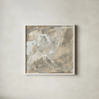 White Horse I by Chris Paschke. Shown in a crisp white glass frame for a clean and minimalist style. Available as an archival giclee rolled canvas, fine art paper, or poster print. SKU 37173a.