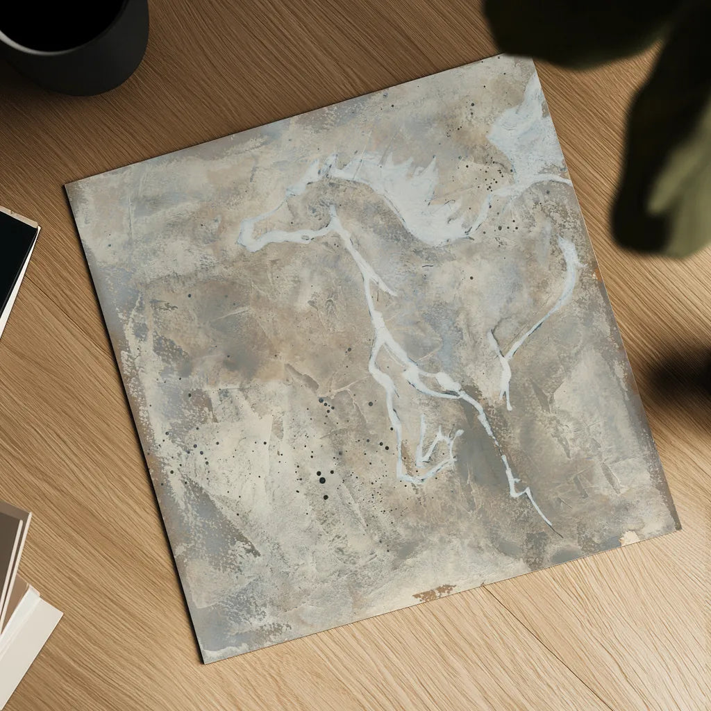 White Horse II by Chris Paschke. Shown as a detailed flat fine art print, highlighting archival giclee quality. Available as an archival giclee rolled canvas, fine art paper, or poster print. SKU 37174a.