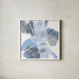 White Line Blues I by Chris Paschke. Shown in a crisp white glass frame for a clean and minimalist style. Available as an archival giclee rolled canvas, fine art paper, or poster print. SKU 74342a.