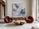 White Line Blues II by Chris Paschke. Shown as extra-large giant wall art in a modern living room. Available as an archival giclee rolled canvas, fine art paper, or poster print. SKU 74343a.