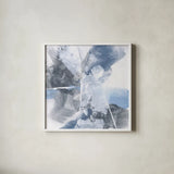 White Line Blues IV by Chris Paschke. Shown in a crisp white glass frame for a clean and minimalist style. Available as an archival giclee rolled canvas, fine art paper, or poster print. SKU 74345a.