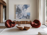 White Line Blues IV by Chris Paschke. Shown as extra-large giant wall art in a modern living room. Available as an archival giclee rolled canvas, fine art paper, or poster print. SKU 74345a.