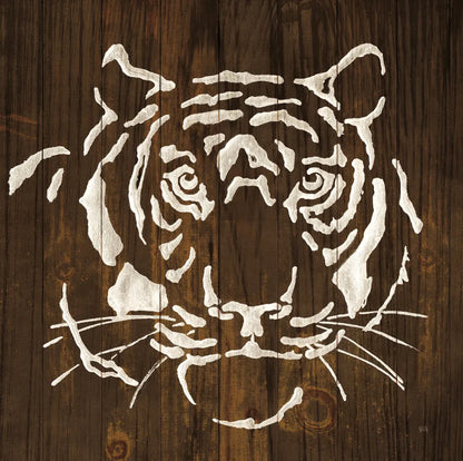 White Tiger on Dark Wood by Chris Paschke. SKU 50038a. Archival Giclee Fine art print for wall decor.
