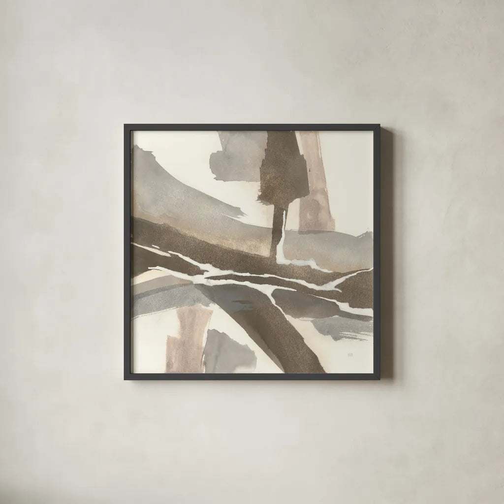 White and Placid I by Chris Paschke. Shown in a sleek black glass frame for a contemporary gallery look. Available as an archival giclee rolled canvas, fine art paper, or poster print. SKU 32529a.