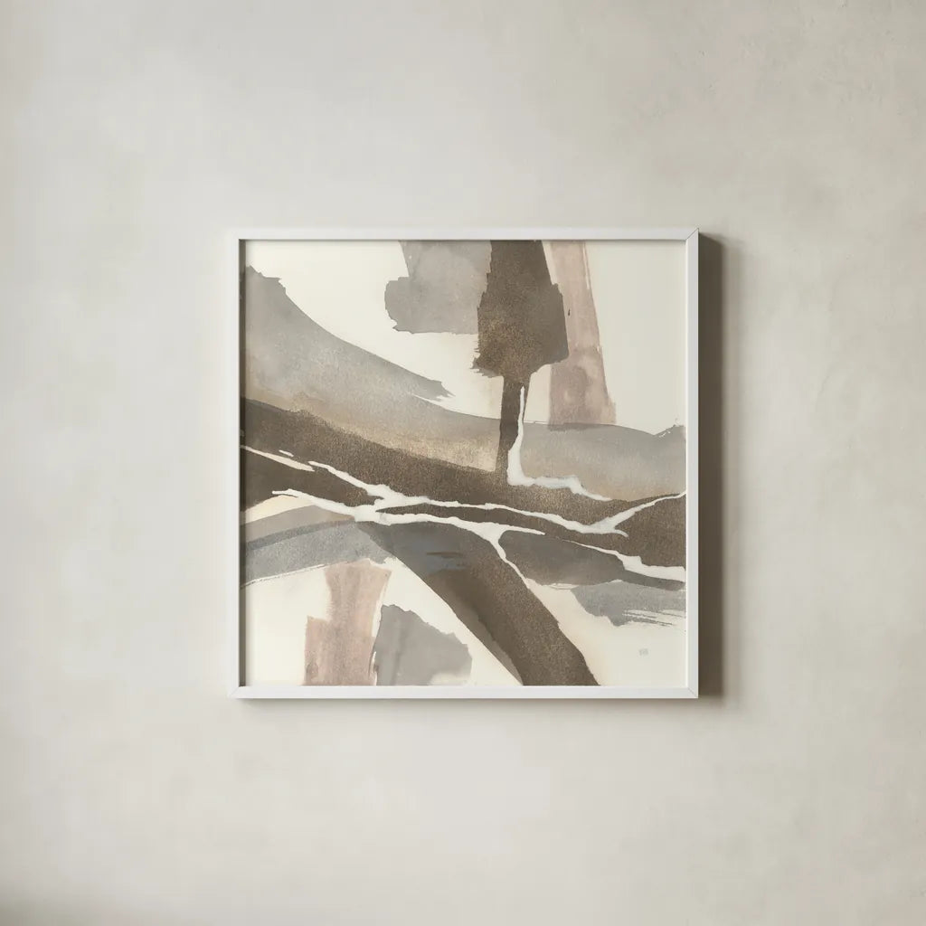 White and Placid I by Chris Paschke. Shown in a crisp white glass frame for a clean and minimalist style. Available as an archival giclee rolled canvas, fine art paper, or poster print. SKU 32529a.