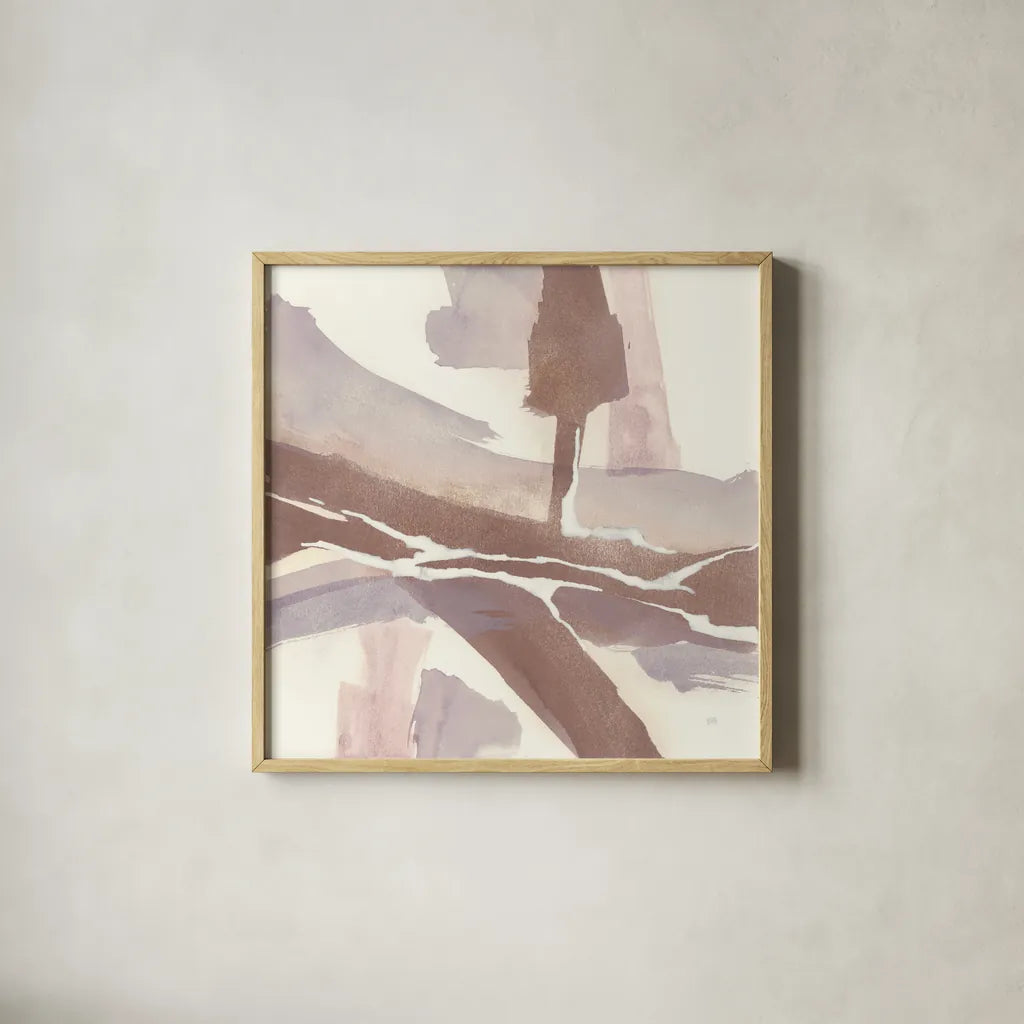 White and Placid I Blush by Chris Paschke. Shown in a natural wood glass frame for a timeless modern aesthetic. Available as an archival giclee rolled canvas, fine art paper, or poster print. SKU 42719a.