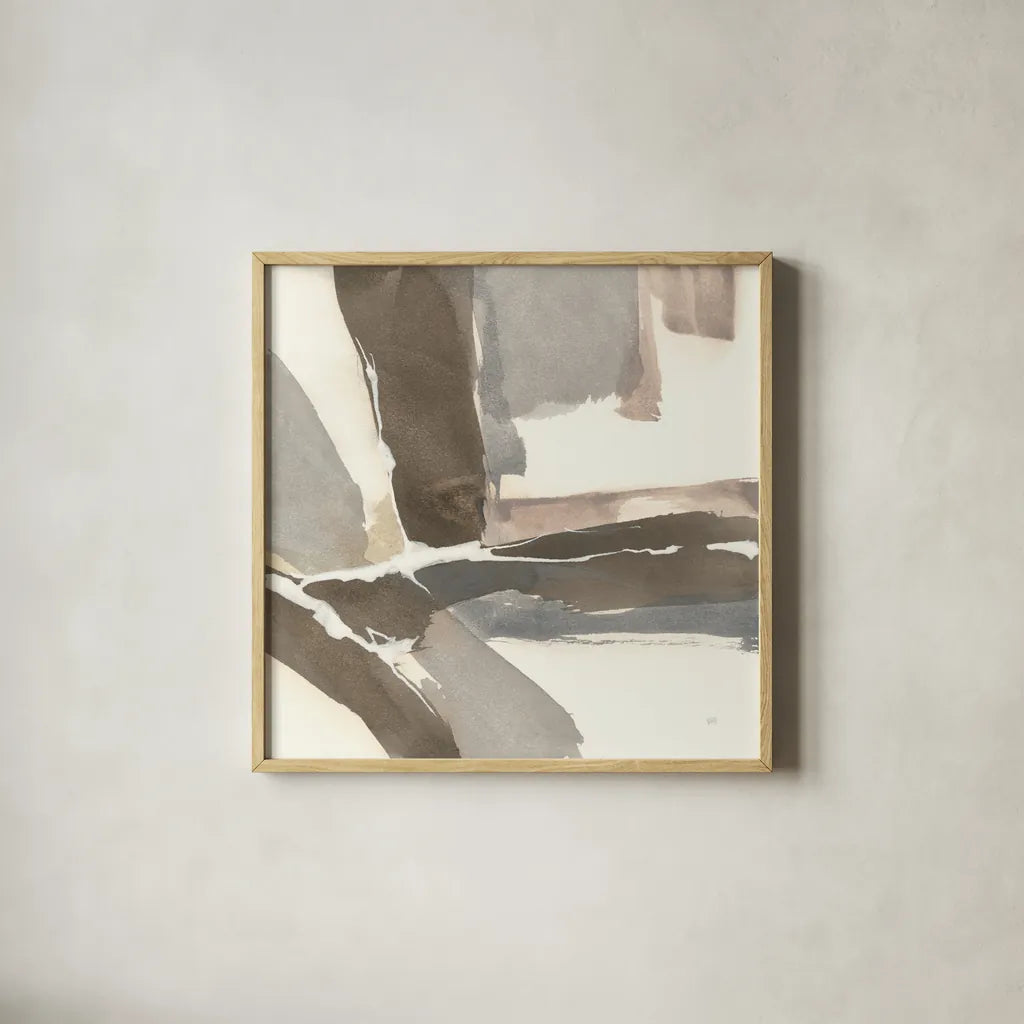 White and Placid II by Chris Paschke. Shown in a natural wood glass frame for a timeless modern aesthetic. Available as an archival giclee rolled canvas, fine art paper, or poster print. SKU 32530a.