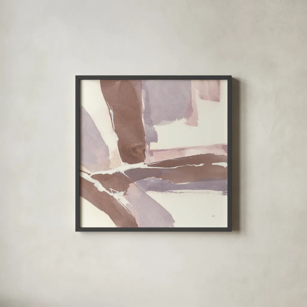 White and Placid II Blush by Chris Paschke. Shown in a sleek black glass frame for a contemporary gallery look. Available as an archival giclee rolled canvas, fine art paper, or poster print. SKU 42720a.