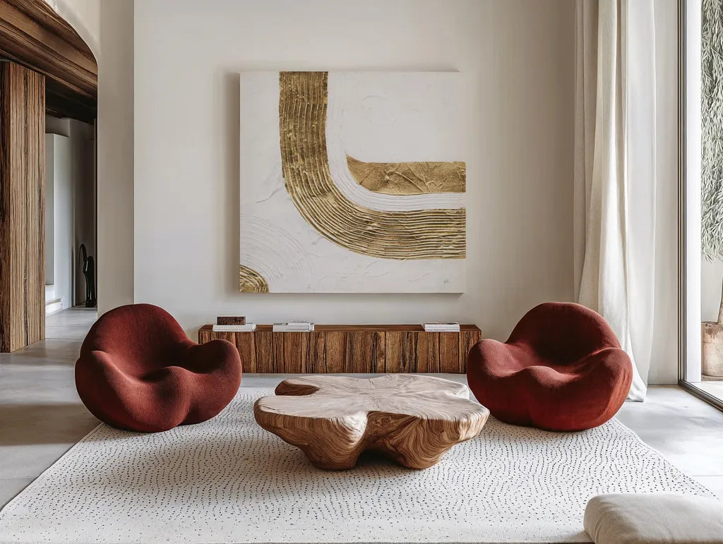 White on White III by Chris Paschke. Shown as extra-large giant wall art in a modern living room. Available as an archival giclee rolled canvas, fine art paper, or poster print. SKU 86799a.