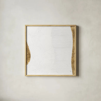White on White V by Chris Paschke. Shown in a natural wood glass frame for a timeless modern aesthetic. Available as an archival giclee rolled canvas, fine art paper, or poster print. SKU 86801a.