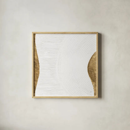 White on White VI by Chris Paschke. Shown in a natural wood glass frame for a timeless modern aesthetic. Available as an archival giclee rolled canvas, fine art paper, or poster print. SKU 86802a.