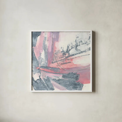 Whitewashed Blush I by Chris Paschke. Shown in a crisp white glass frame for a clean and minimalist style. Available as an archival giclee rolled canvas, fine art paper, or poster print. SKU 34721a.