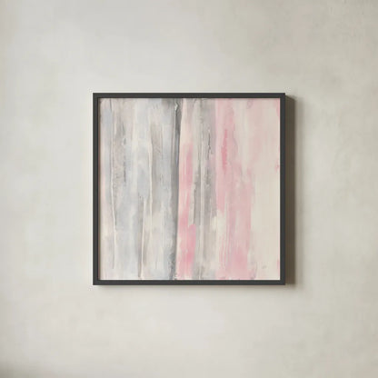 Whitewashed Blush I by Chris Paschke. Shown in a sleek black glass frame for a contemporary gallery look. Available as an archival giclee rolled canvas, fine art paper, or poster print. SKU 49059a.