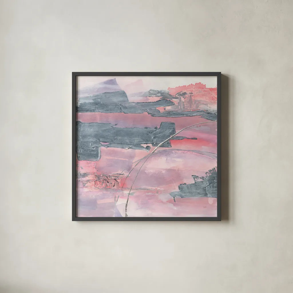 Whitewashed Blush II by Chris Paschke. Shown in a sleek black glass frame for a contemporary gallery look. Available as an archival giclee rolled canvas, fine art paper, or poster print. SKU 34722a.