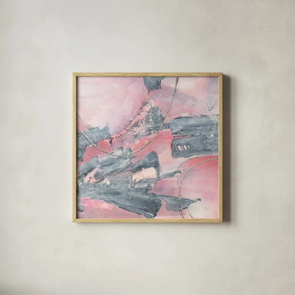 Whitewashed Blush III by Chris Paschke. Shown in a natural wood glass frame for a timeless modern aesthetic. Available as an archival giclee rolled canvas, fine art paper, or poster print. SKU 34723a.