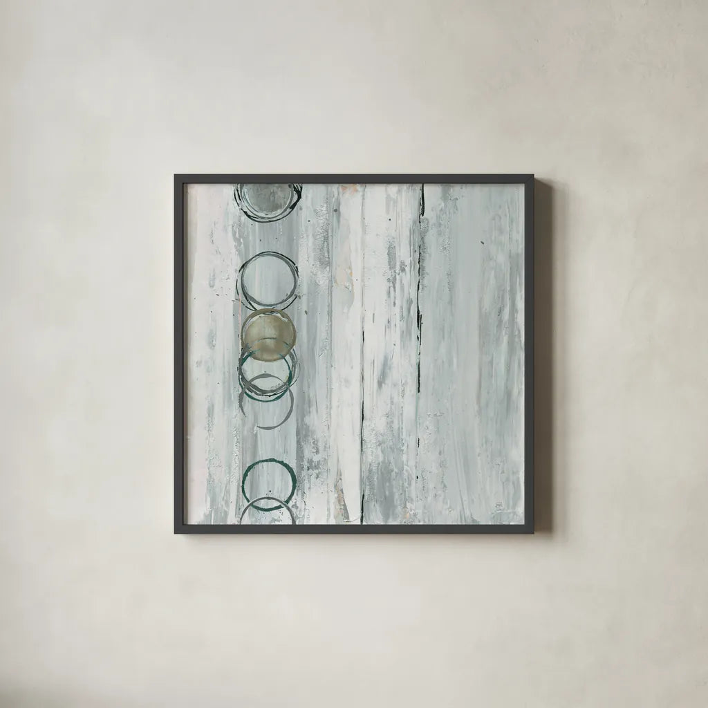 Whitewashed Emerald I by Chris Paschke. Shown in a sleek black glass frame for a contemporary gallery look. Available as an archival giclee rolled canvas, fine art paper, or poster print. SKU 85035a.