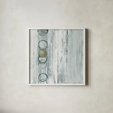 Whitewashed Emerald I by Chris Paschke. Shown in a crisp white glass frame for a clean and minimalist style. Available as an archival giclee rolled canvas, fine art paper, or poster print. SKU 85035a.