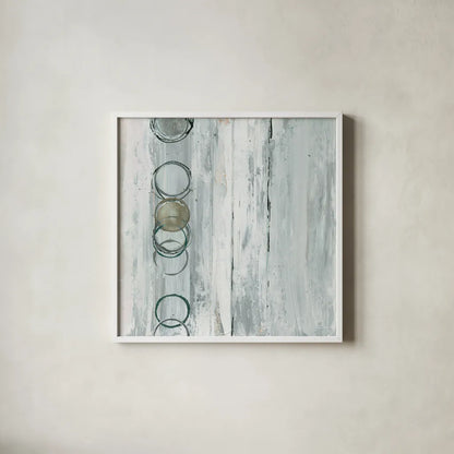 Whitewashed Emerald I by Chris Paschke. Shown in a crisp white glass frame for a clean and minimalist style. Available as an archival giclee rolled canvas, fine art paper, or poster print. SKU 85035a.