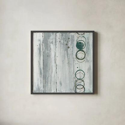 Whitewashed Emerald II by Chris Paschke. Shown in a sleek black glass frame for a contemporary gallery look. Available as an archival giclee rolled canvas, fine art paper, or poster print. SKU 85036a.