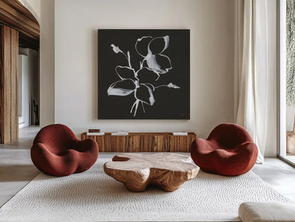 Wildflowers IV by Chris Paschke. Shown as extra-large giant wall art in a modern living room. Available as an archival giclee rolled canvas, fine art paper, or poster print. SKU 73092a.