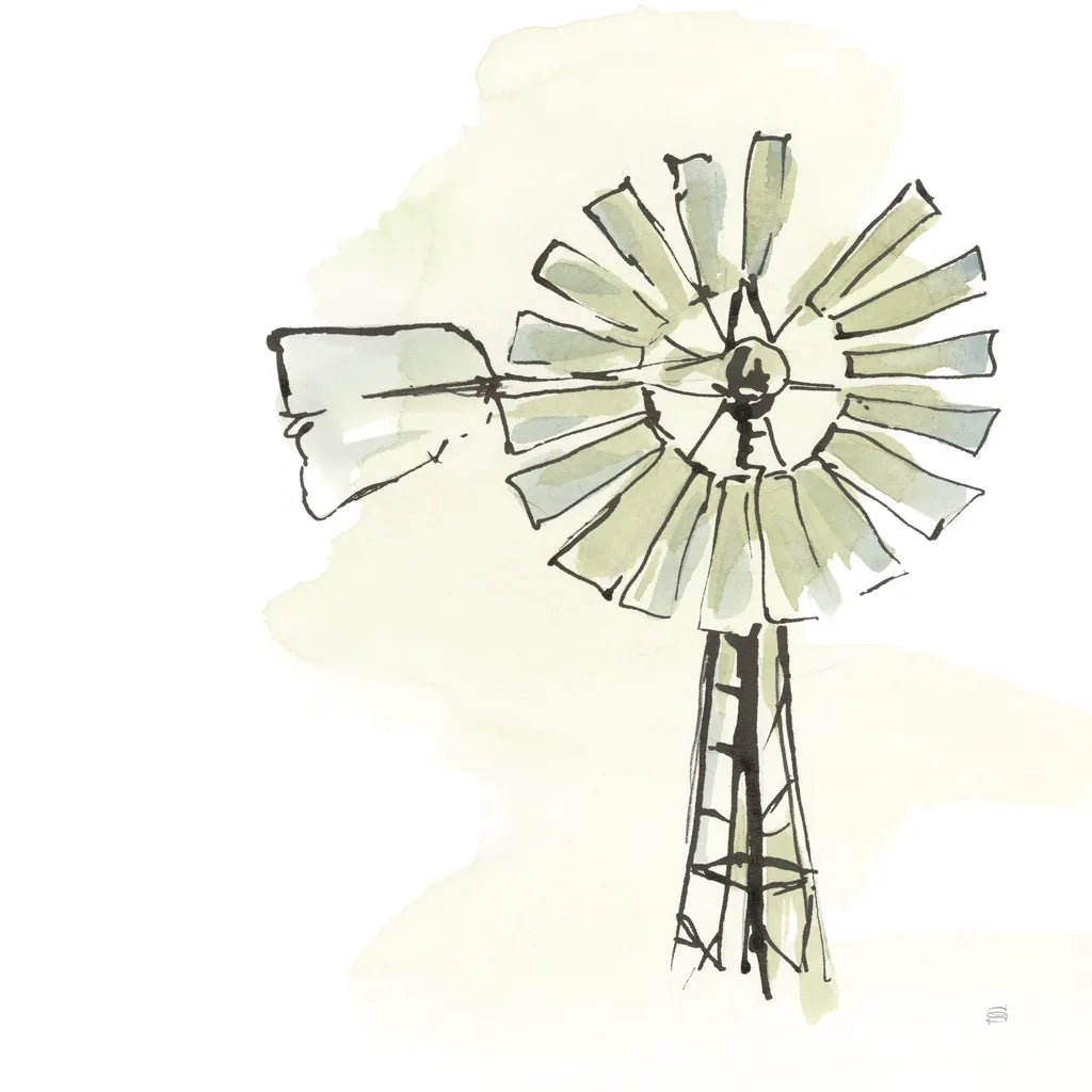 Windmill I by Chris Paschke. SKU 76340a. Archival Giclee Fine art print for wall decor.