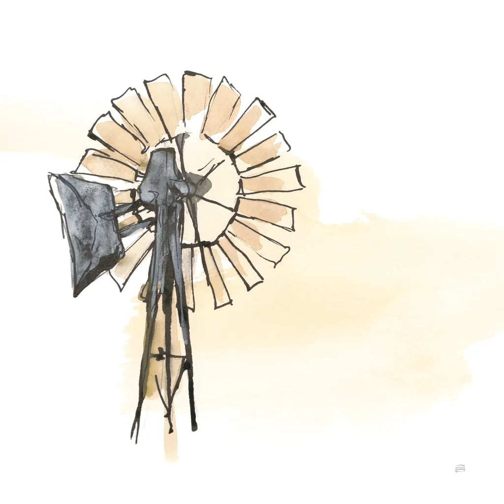 Windmill II by Chris Paschke. SKU 76341a. Archival Giclee Fine art print for wall decor.