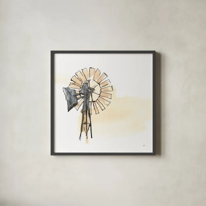 Windmill II by Chris Paschke. Shown in a sleek black glass frame for a contemporary gallery look. Available as an archival giclee rolled canvas, fine art paper, or poster print. SKU 76341a.