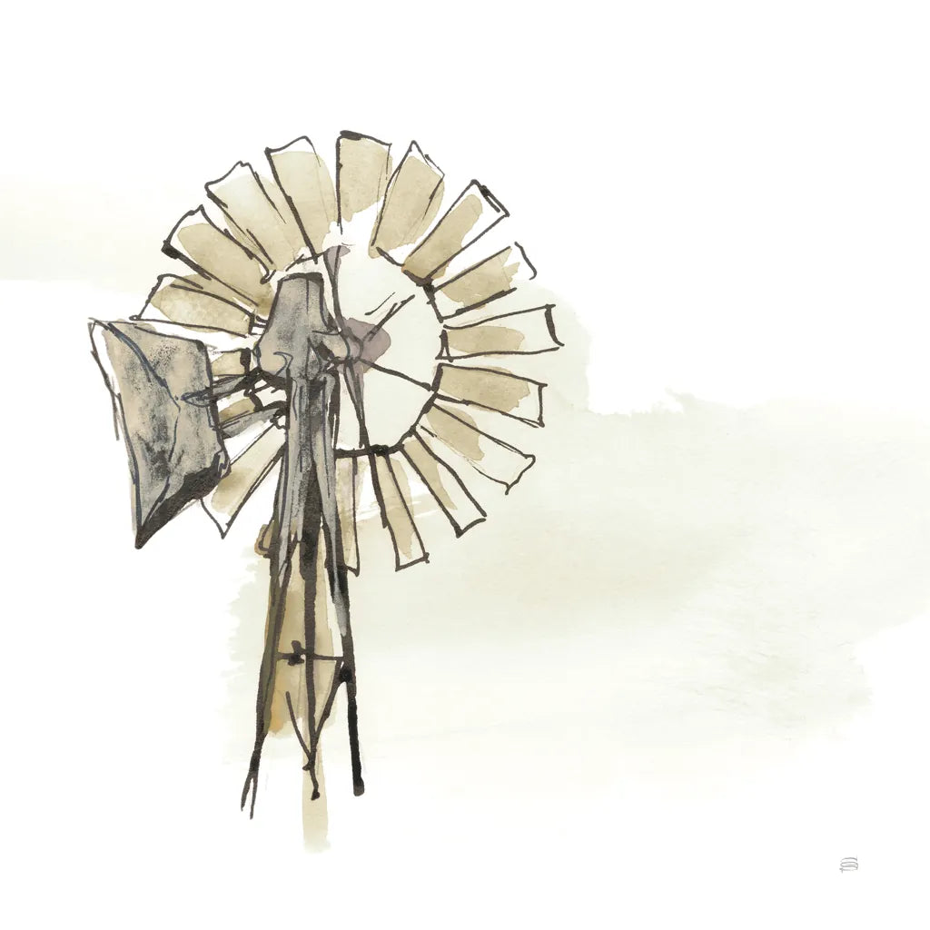 Windmill II Neutral by Chris Paschke. SKU 77332a. Archival Giclee Fine art print for wall decor.