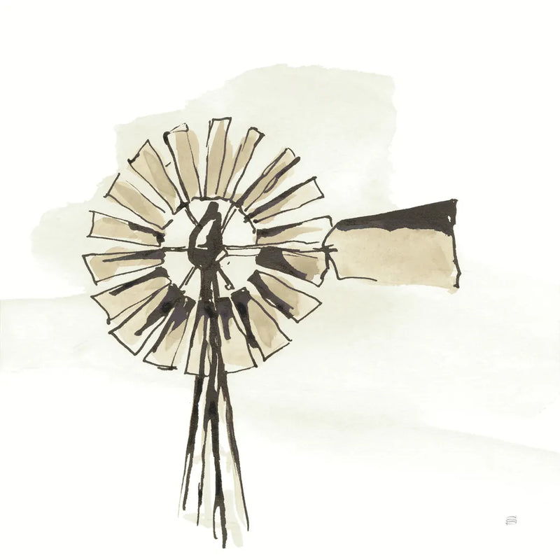 Windmill III Neutral by Chris Paschke. SKU 77333a. Archival Giclee Fine art print for wall decor.