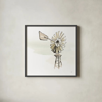 Windmill IV by Chris Paschke. Shown in a sleek black glass frame for a contemporary gallery look. Available as an archival giclee rolled canvas, fine art paper, or poster print. SKU 76343a.