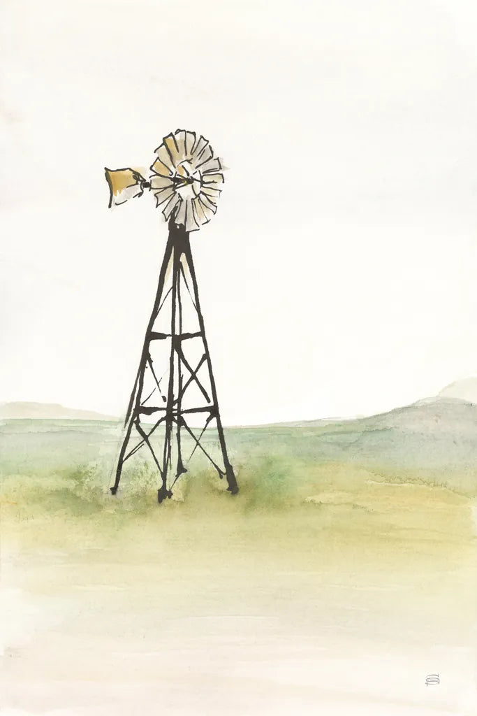 Windmill Landscape I by Chris Paschke. SKU 76898h. Archival Giclee Fine art print for wall decor.